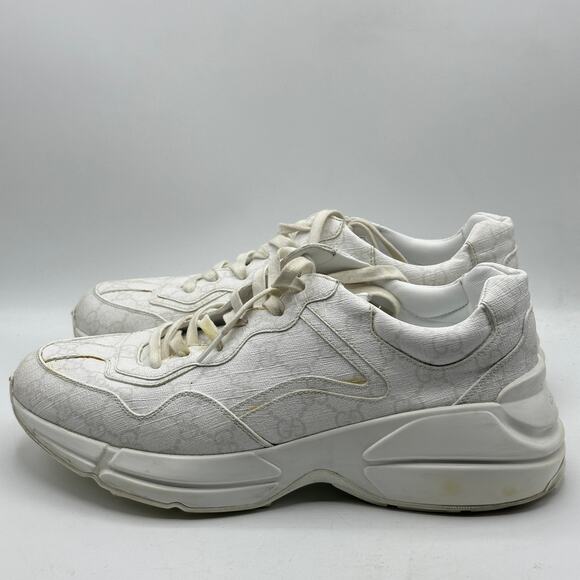 GUCCI Exclusive Rhyton GG Monogram Logo Chunky Sneakers White Sz US 10.5 - Picture 4 of 8